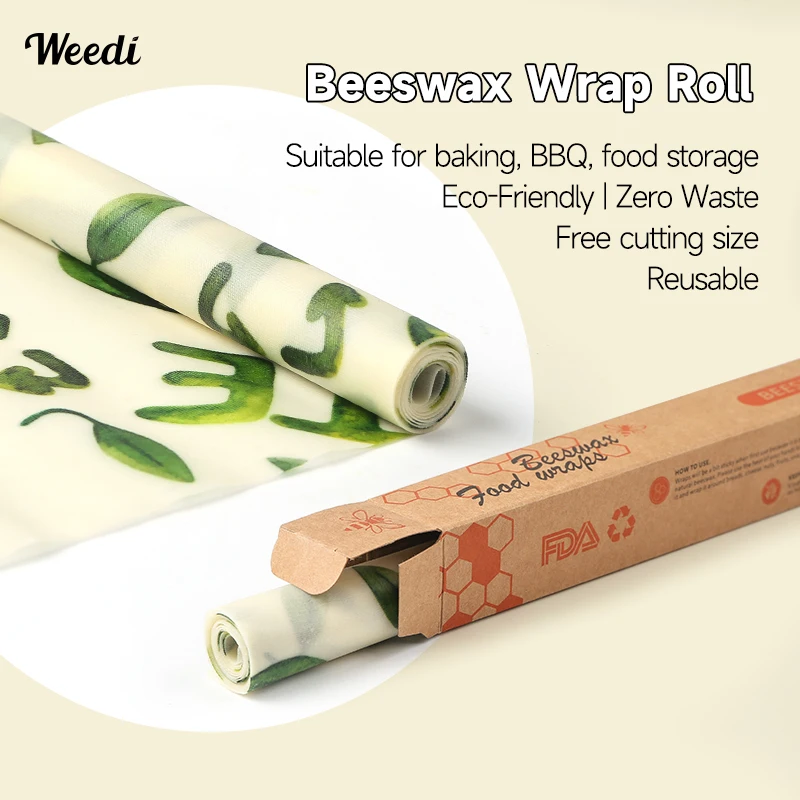 

WEEDI Large Reusable Beeswax Wrap Roll, Large Eco-Friendly Food Wrap, Plastic-Free Reusable Food Storage Wraps, Sandwich Wrapper
