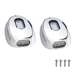 Marine Boat Pontoon Stainless Steel LED Docking Light DC 12V 4W Nature White Splashproof IP:66 SS316 Housing Surface Mount 430LM