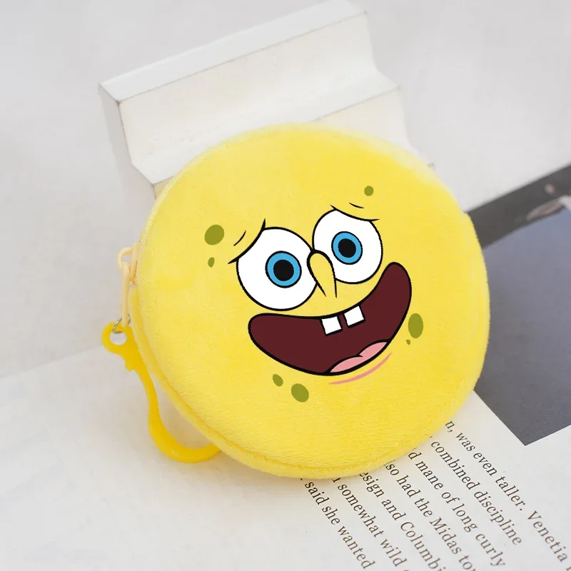 SpongeBob SquarePants Round Coin Purse Cute Cartoon Printing Large Capacity Cosmetic Bag Fashion Portable Handbag Boys Girl Gift