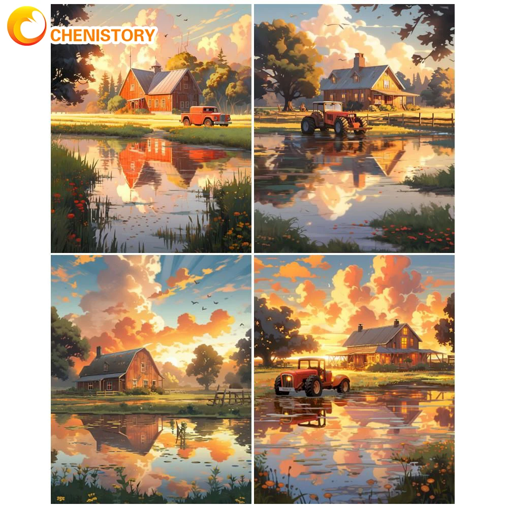 

CHENISTORY Focus DIY Painting By Numbers Complete Kit Landscape Pictures By Numbers HandPainted Home Decor Drawing Canvas