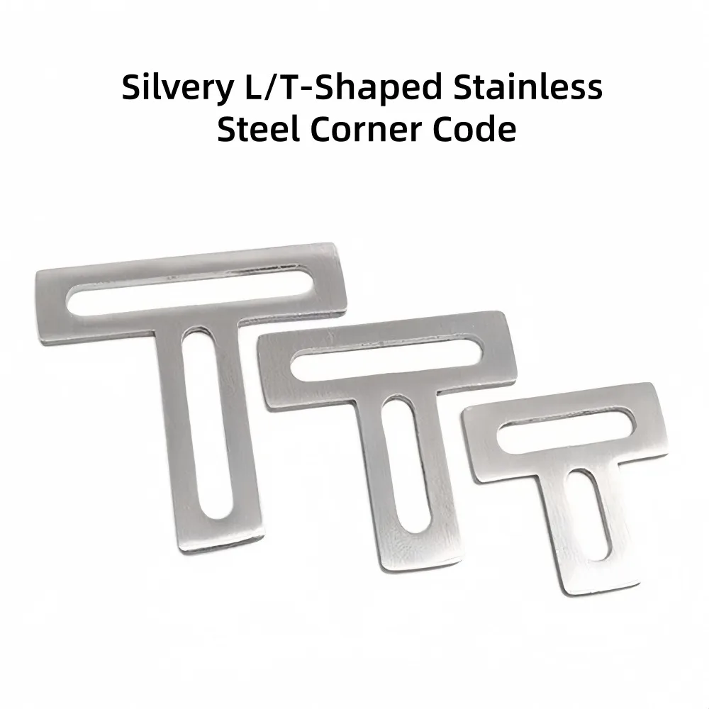 1Pcs Silvery L/T-Shaped Stainless Steel Corner Brackets, 90 Degree Adjustable Furniture Fixators for Bed Frames Cabinets Shelves