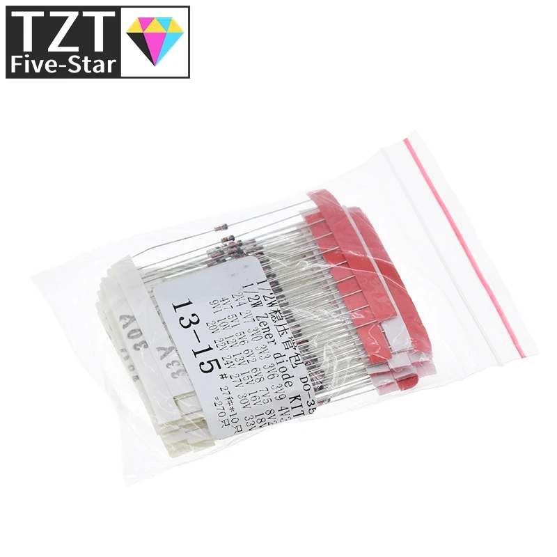 TZT (2V4 إلى 33V) 270 قطعة 27 قيم 1/2 واط 0.5 واط عدة 12 فولت 18 فولت 5V1 5V6 3V3 3V6 4V3 4V7 6V2 6V8 7V5 20 فولت 22 فولت