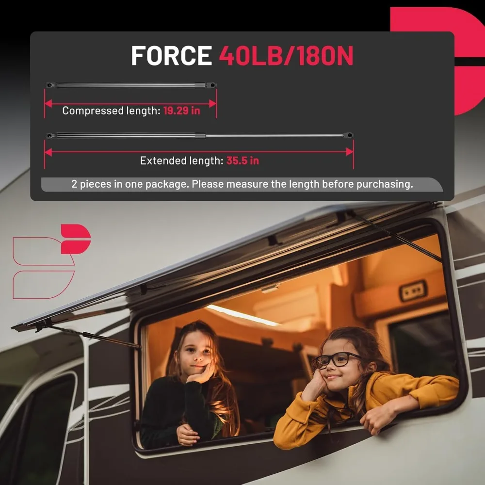 C16-15952 دعامات غاز 180N مقاس 35.5 بوصة لـ Leer Camper Shell/نافذة/صندوق الأدوات (مجموعة من 2) #3