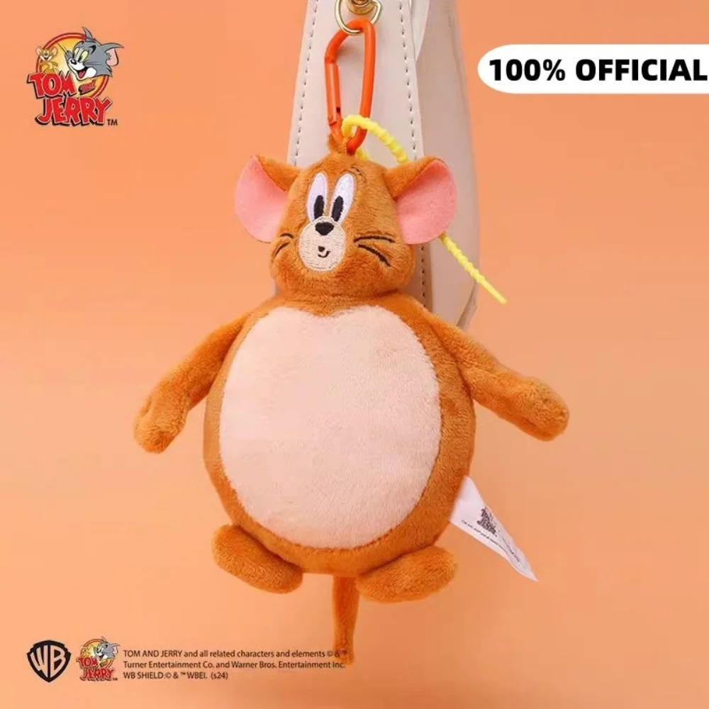 Muñeco de peluche de Anime genuino Tom y Jerry, llavero de peluches Kawaii con punta, mochila de dibujos animados, decoración, muñecas, juguetes, regalos de cumpleaños para niñas
