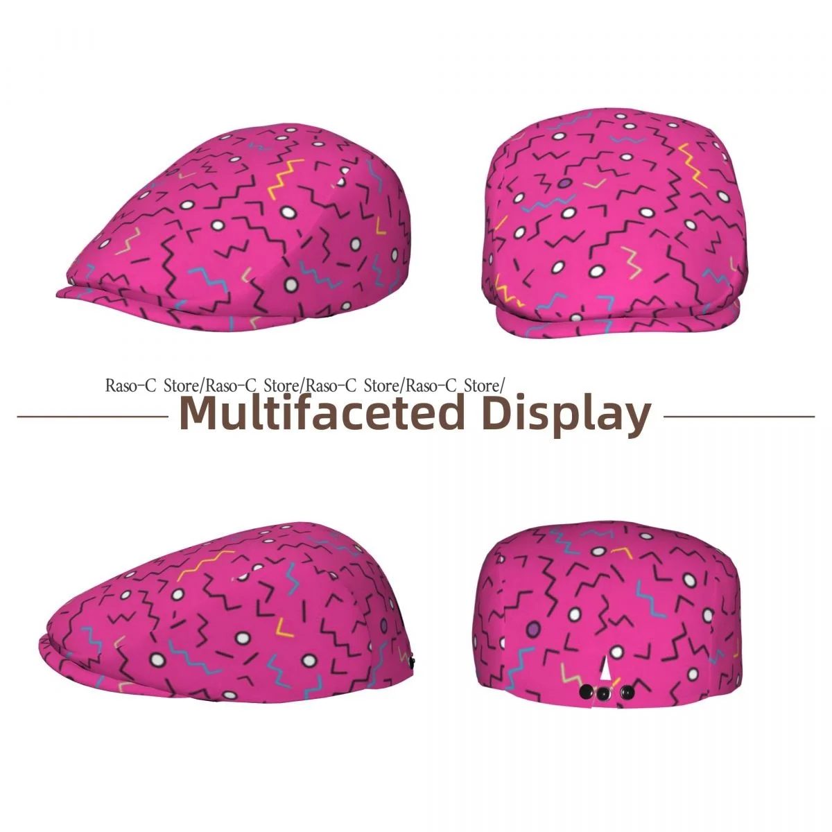 Unisex Adult Forward Peaked Cap Geometric Triangle Line Circle Hipster Newsboy Flat Cap Casual Streetwear Ivy Driving Hat