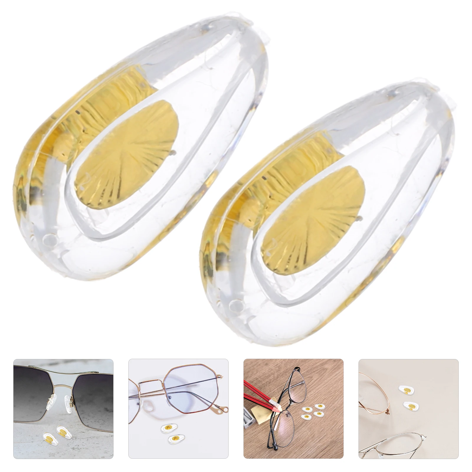 

6 Pairs Metal Core Soft Silicone Nose Pads Anti Slip for Eyeglasses Glasses Accessories Golden Comfortable