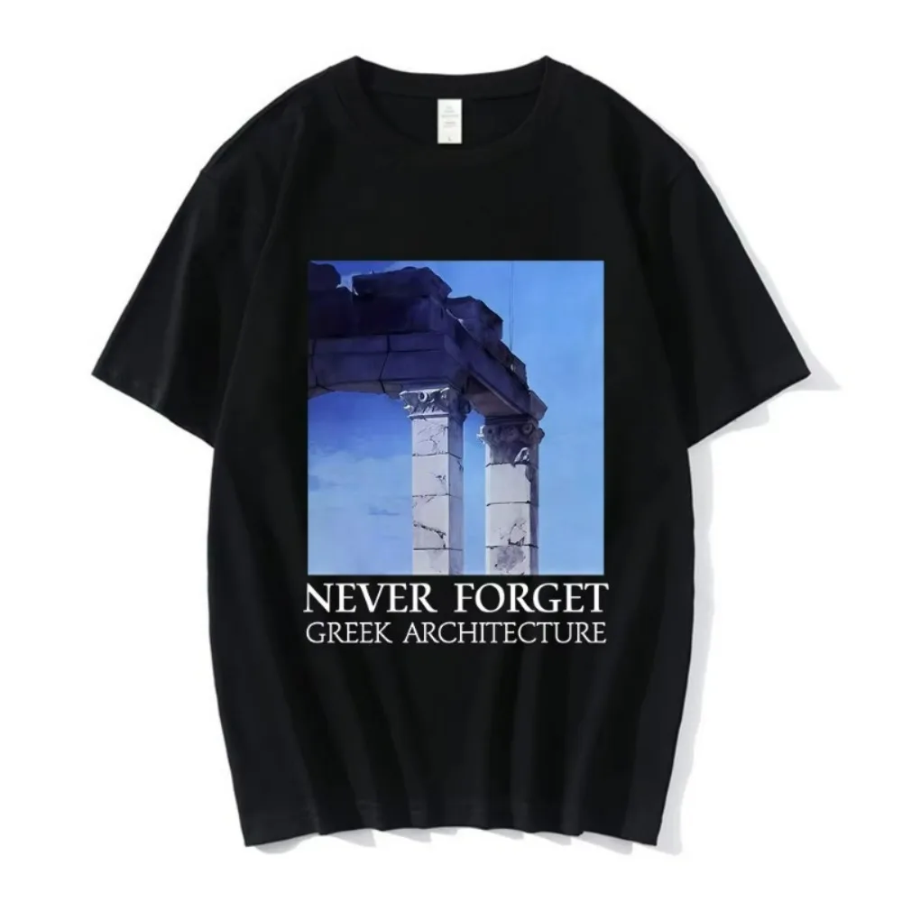 NEVER FORGET GREEK ARCHITECTURE T-shirts Women Clothing Fashion Short Sleeves T Shirts Casual T-shirt Tops