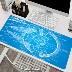 Star Wars Spacecraft Mouse Pad Large Blueprint Keyboard Pad PC Gamer Cabinet Mousepad Gaming Accessories Anime Desk Mat Carpet