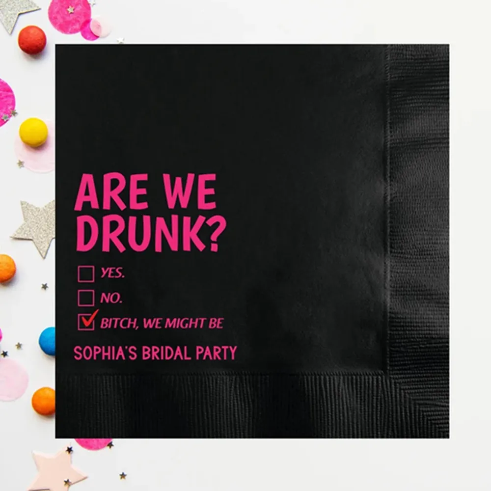 50PCS Are We Drunk? Custom Bachelorette Weekend Party, Bride Shower Napkins, Personalized Bridal Party, Printable Bachelorette N