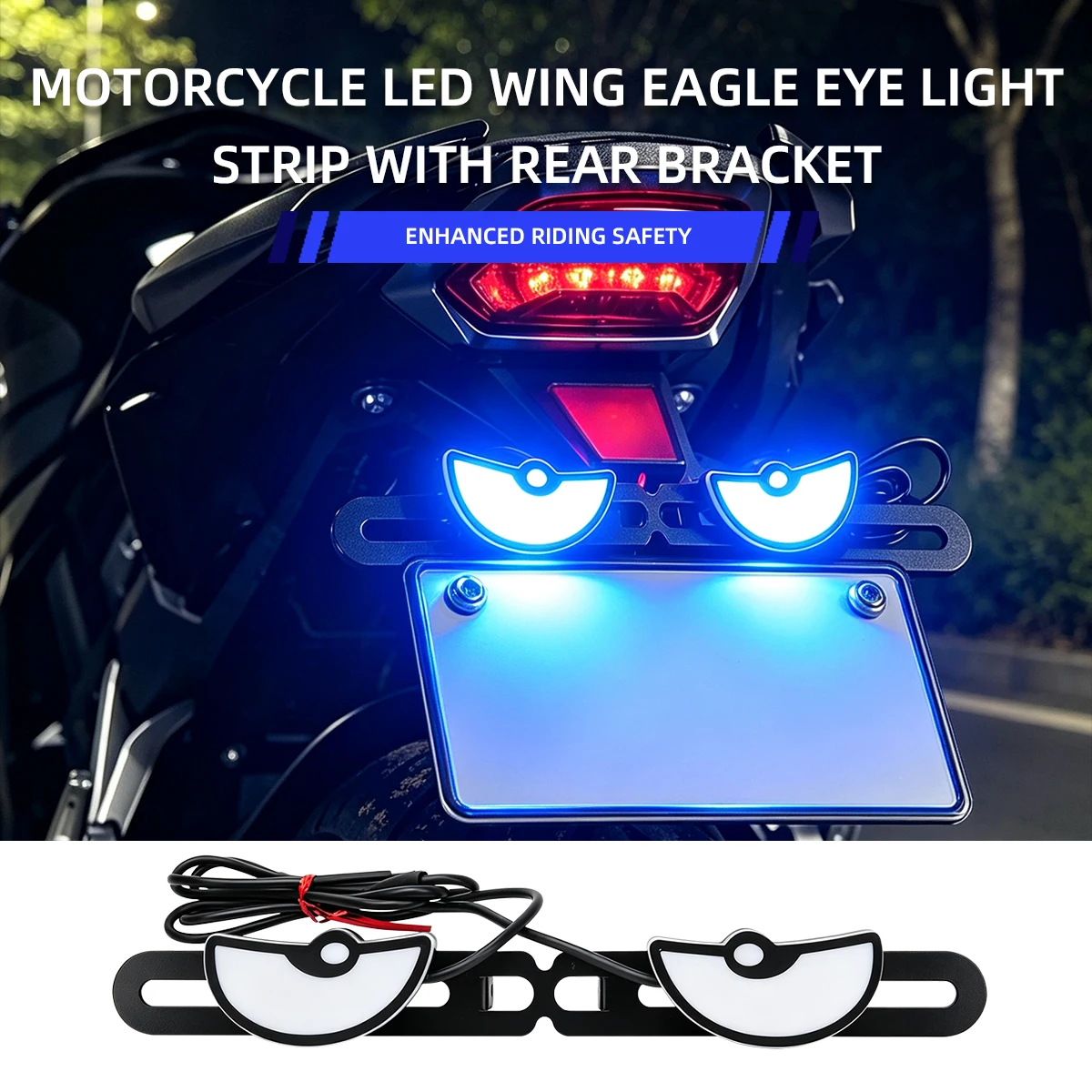 KEVANLY Motorcycle Devil's Eye Led With Rear Light Bracket DRL Flash Turn Signal License Plate Tail Reverse Clearance Lamp 12V