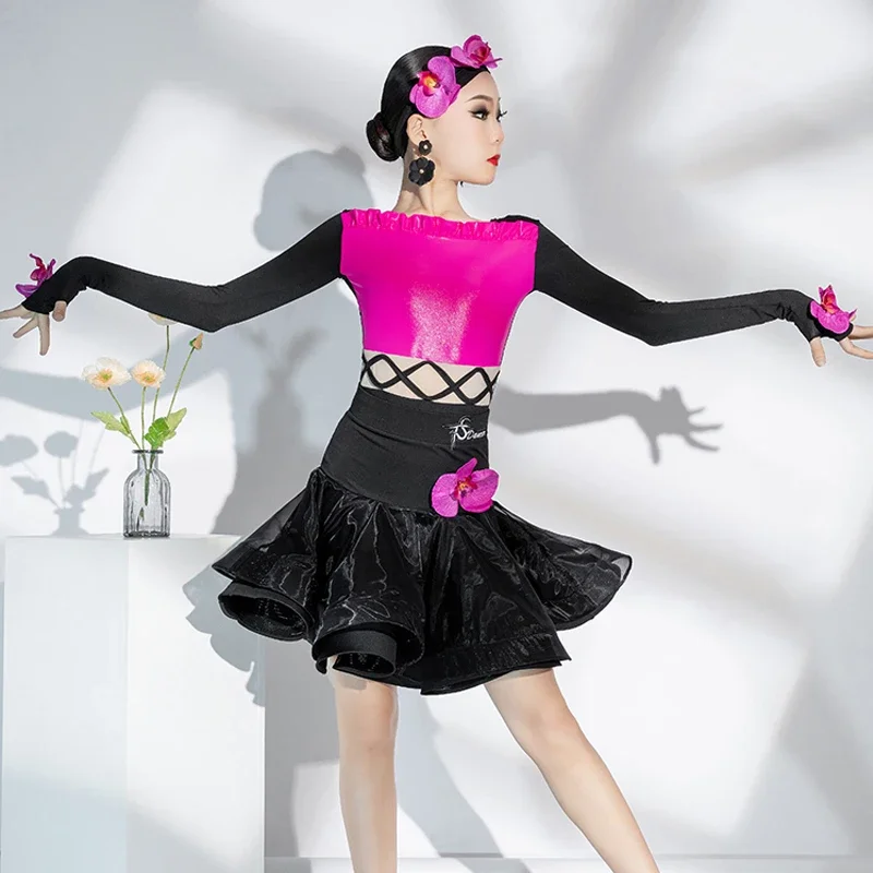 ファッションラテンダンス競技衣装女の子のためのパフォーマンスダンス服子供サンバ社交ダンスドレス SL9901