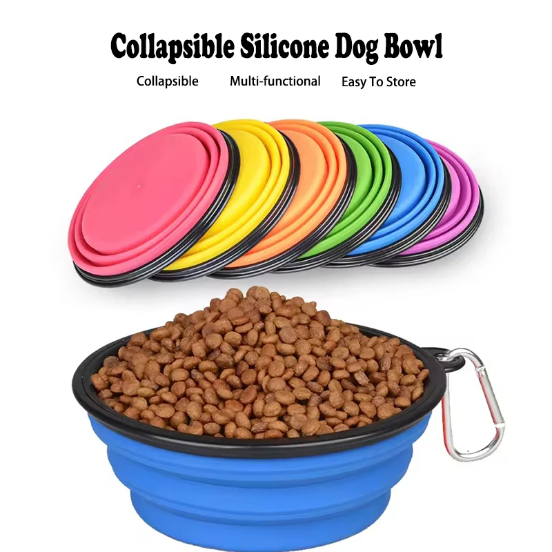 Portable Collapsible Silicone Dog Bowl Pet Food Water Feeding Dish Outdoor Camping Hiking Travel Bowl For Cats Puppies Equipped