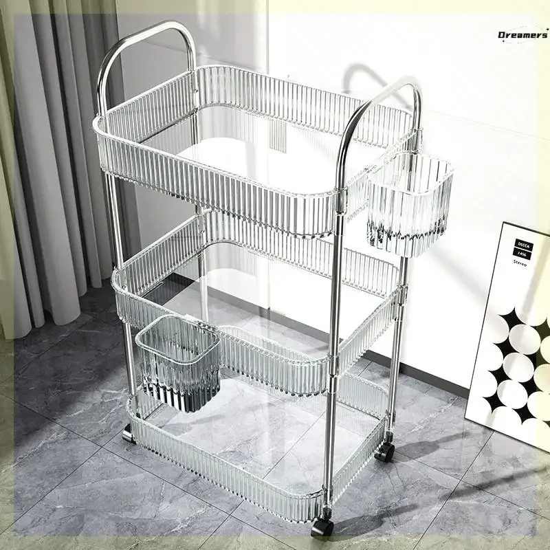 Beauty Salon Acrylic Transparent Trolley Cart Specific Skin Management Manicure Salon Trolley Storage Shelf Salon Furniture FYST