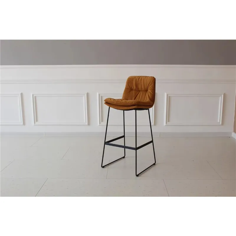 

Modern Luxury Stylish High PU Leather Bar Stool Durable Footrest Frame Metal Bar Stool