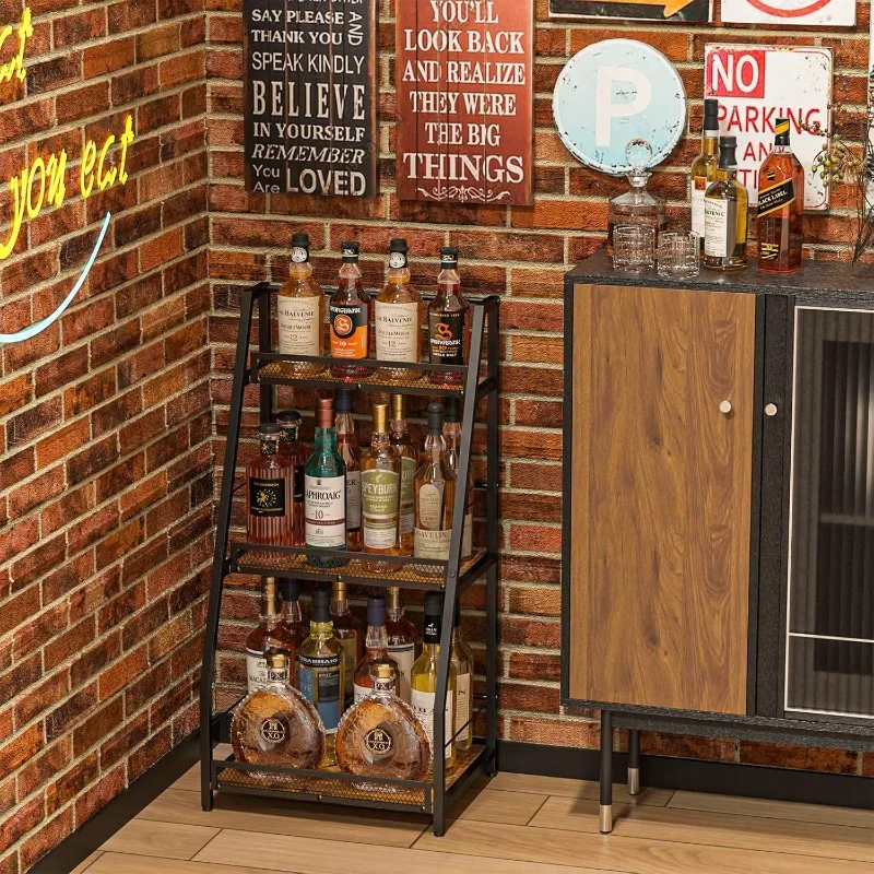 Vintage American Country Wooden Wine Rack, Multi-Purpose Multi-tier Spice Storage Shelf For Kitchen Living Room Home Furniture