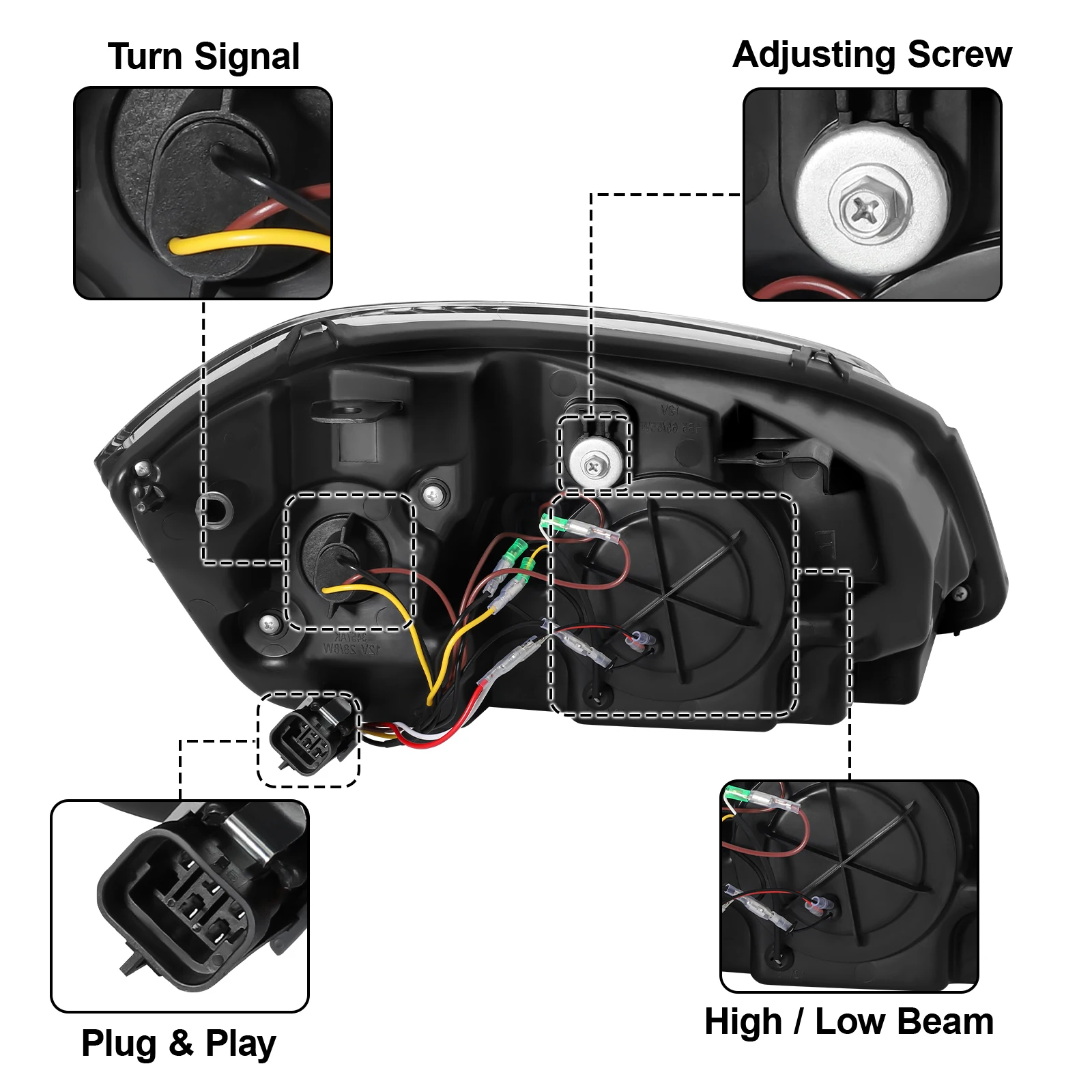 جهاز عرض LED DRL SEQ مجموعة مصابيح أمامية مناسبة لـ 2005-2010 تشيفي كوبالت / 2005-2006 بونتياك السعي / 2007-2009 بونتياك G5