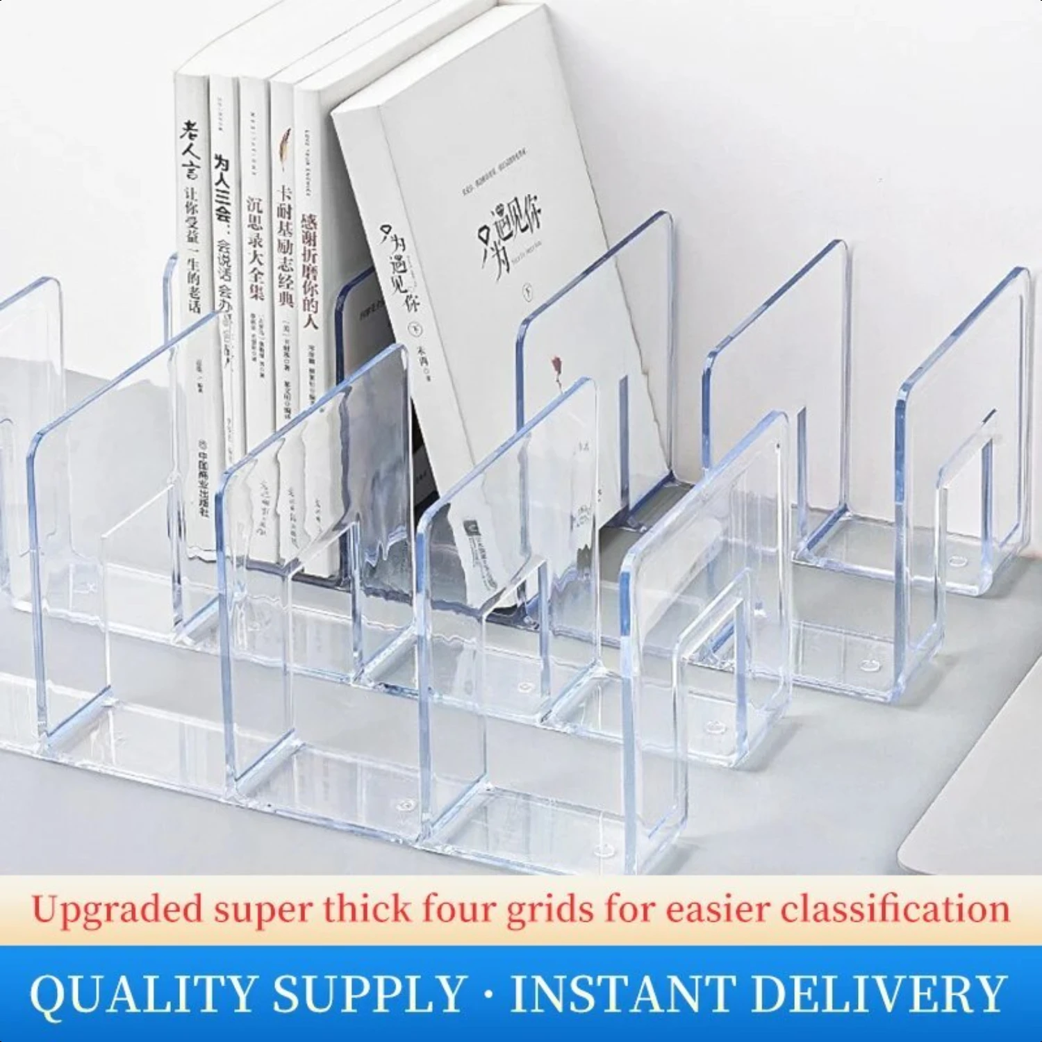 Stylish Clear Transparent Modern Acrylic Crossbody Book Stand Organizer with Bag - Perfect for Displaying Office Supplies on Sle