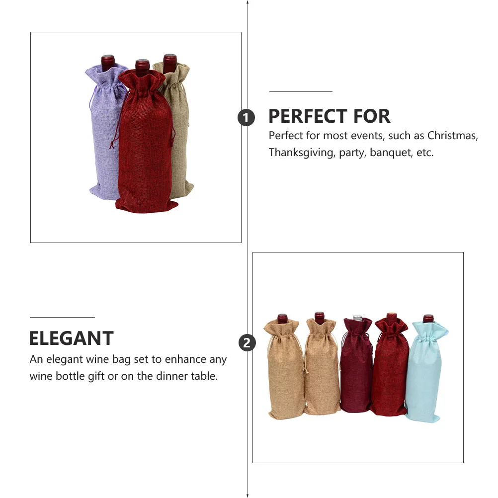 

10 Pieces Bottle Bag Set Jute Material Cloth Numbered 1 to 10 Durable Practical Gift Jute Bags Packaging
