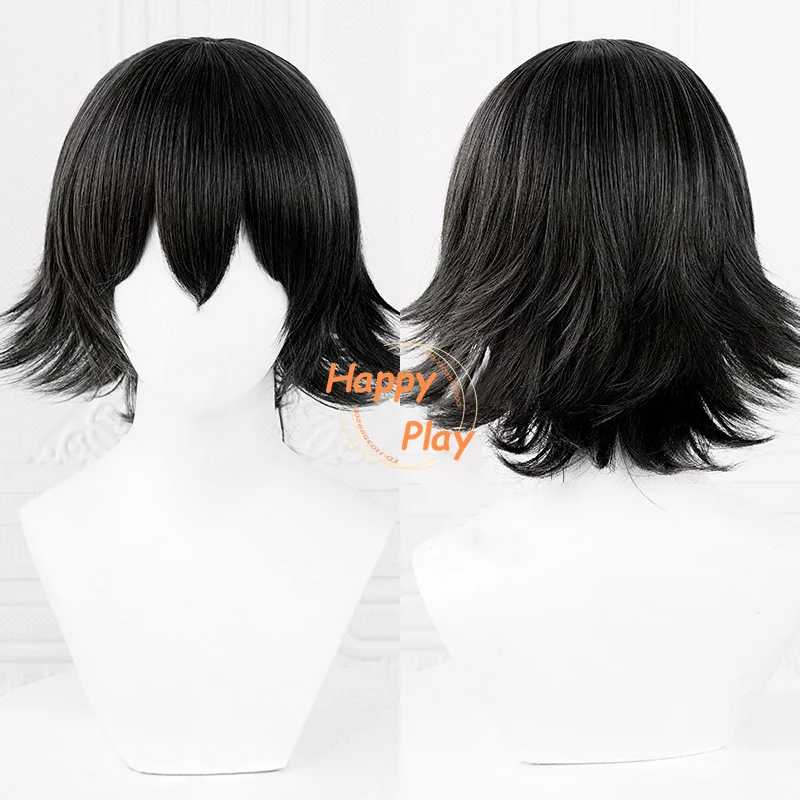 Anime Ranpo Edogawa Ranpo Cosplay Wig Black Reverse Hair Styles Short Wigs Heat Resistant Synthetic Hair Halloween Party Wig