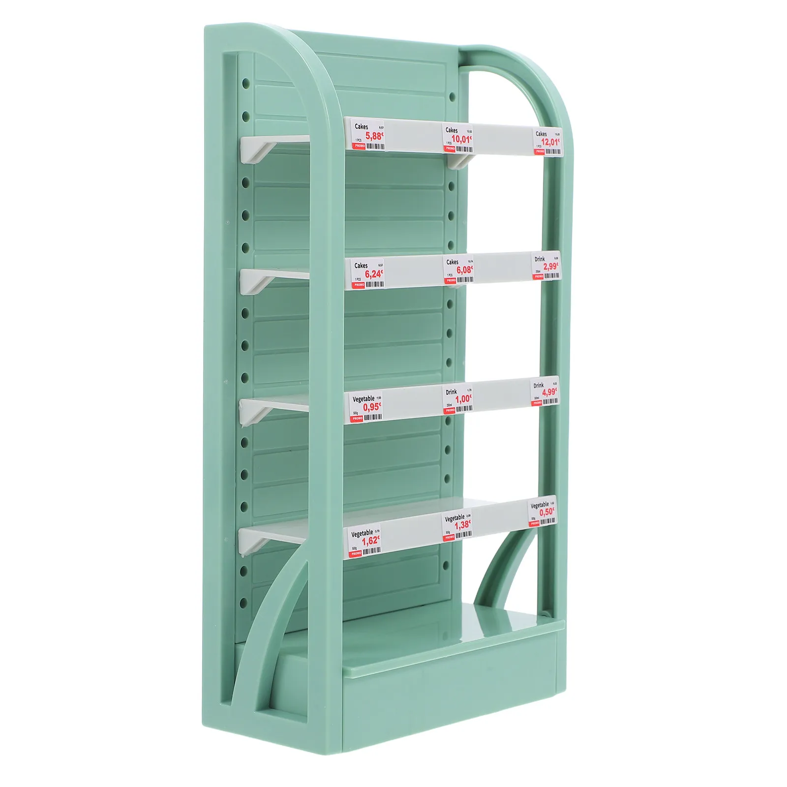 

Miniature Supermarket Shelves Multi Deck Display Rack for Dollhouse Fruit Vegetable Food Display Neat Mini Storage Cabinet