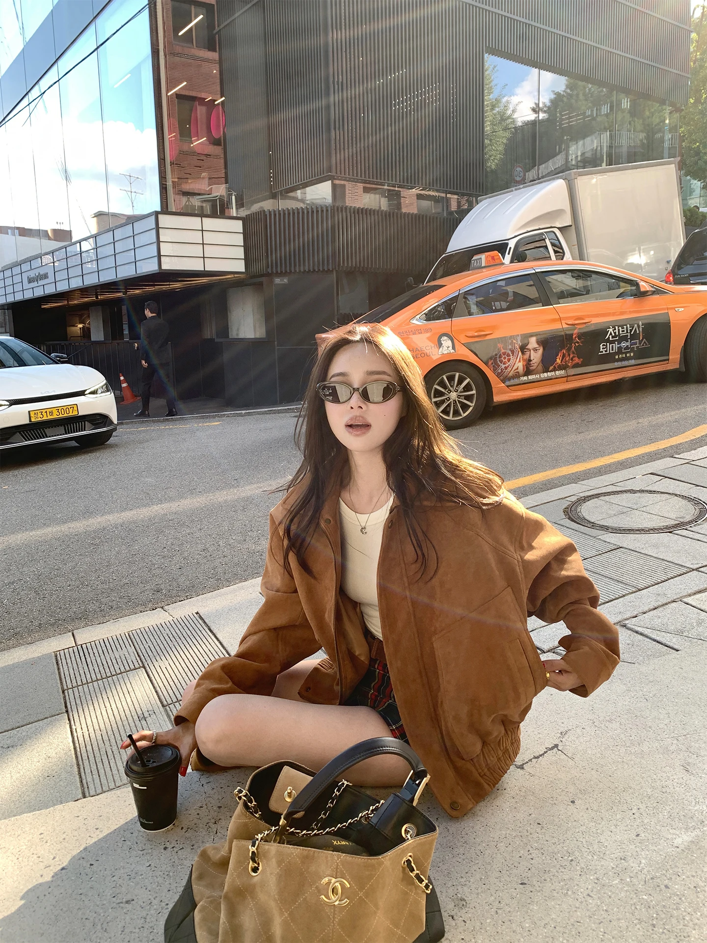 

Куртка NanaByNana из замши карамельно-коричневого цвета, женская осенняя верхняя одежда в стиле ретро, винтажное пальто с длинными рукавами на молнии