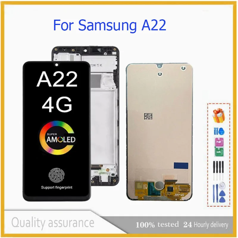 Suitable for Samsung A22 A225 screen assembly with framed LCD display internal and external integrated screen