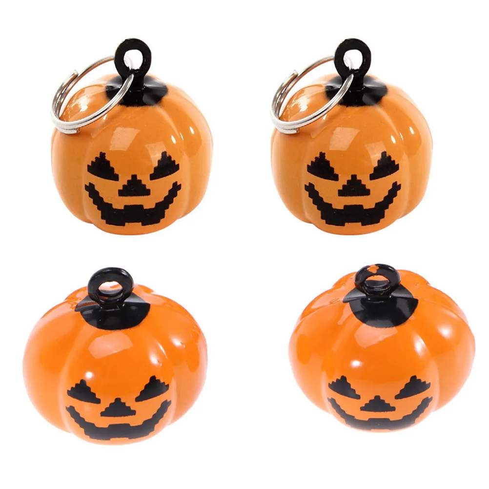 

4pcs Pumpkin Shape Pet Bells Lovely Cartoon Copper Jingle For Dog Cat Halloween Decoration Gift Accessory Orange