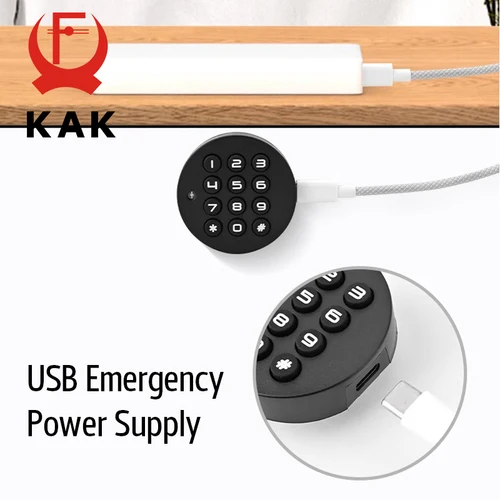 Imagen 2 del producto Cerraduras con contraseña de gabinete de seguridad KAK, cerradura de puerta sin llave, cerradura de código de combinación de cajón para cerradura de casillero de gimnasio, cerradura electrónica para muebles