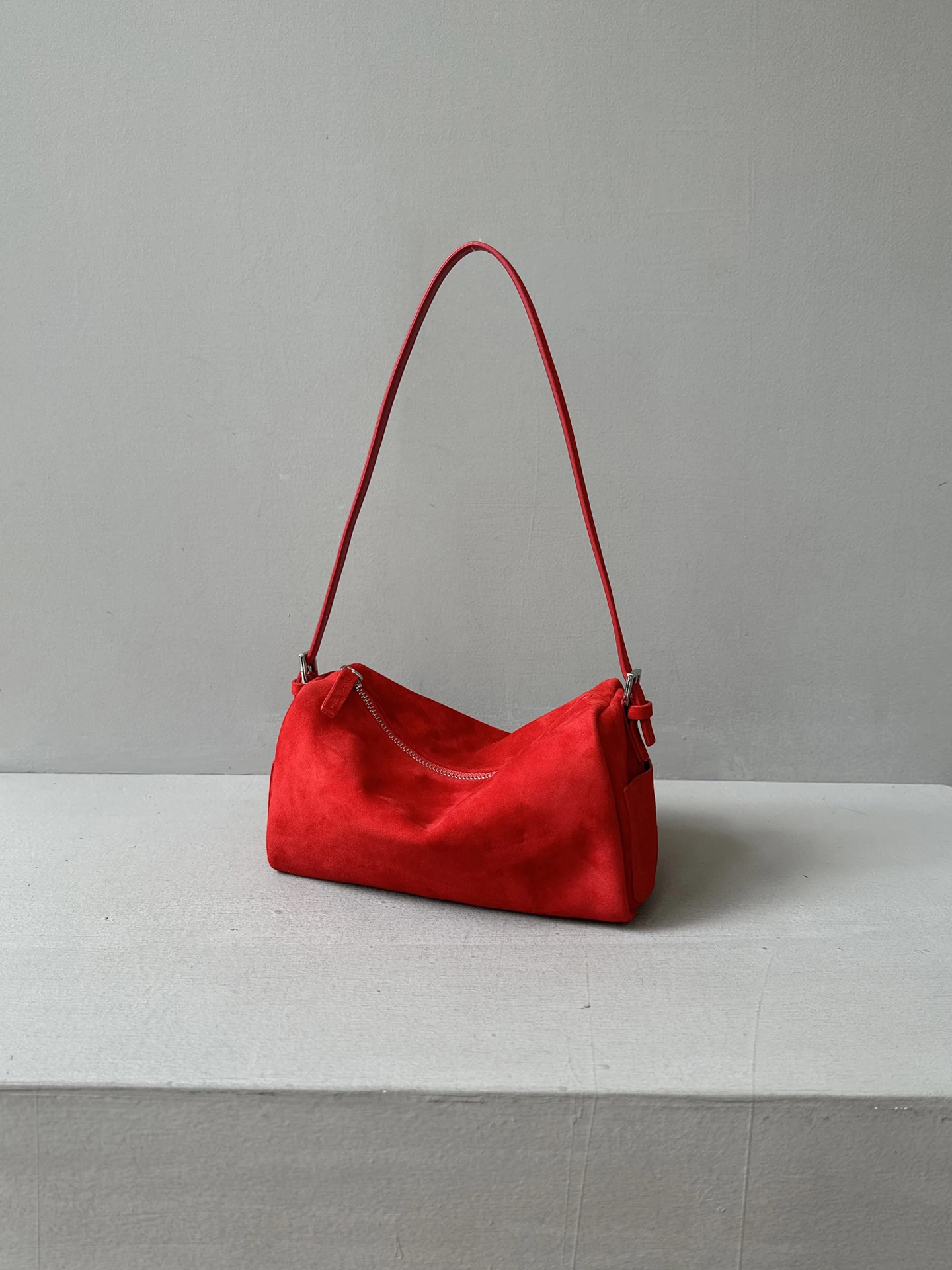 

Suede Frosted Cowhide round Tube Bowling Armpit Toast Boston Pillow Single oulder Slant Cross Women's Bag Handbag Purse