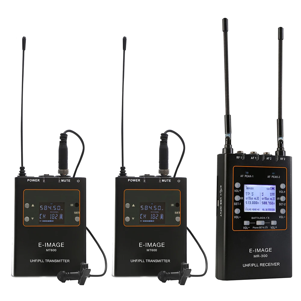 

E-IMAGE MTR-S4 Professional outdoor wireless microphone Dual Trannel UHF receiver two body-pack collar