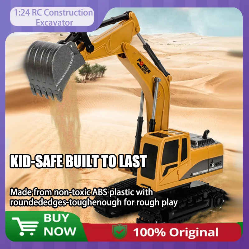 1: 24 Rc حفارة البناء شاحنة قلابة جرافة 9-قناة 2.4 جيجا هرتز عملية لعب الأطفال في الهواء الطلق ، هدايا عيد الميلاد