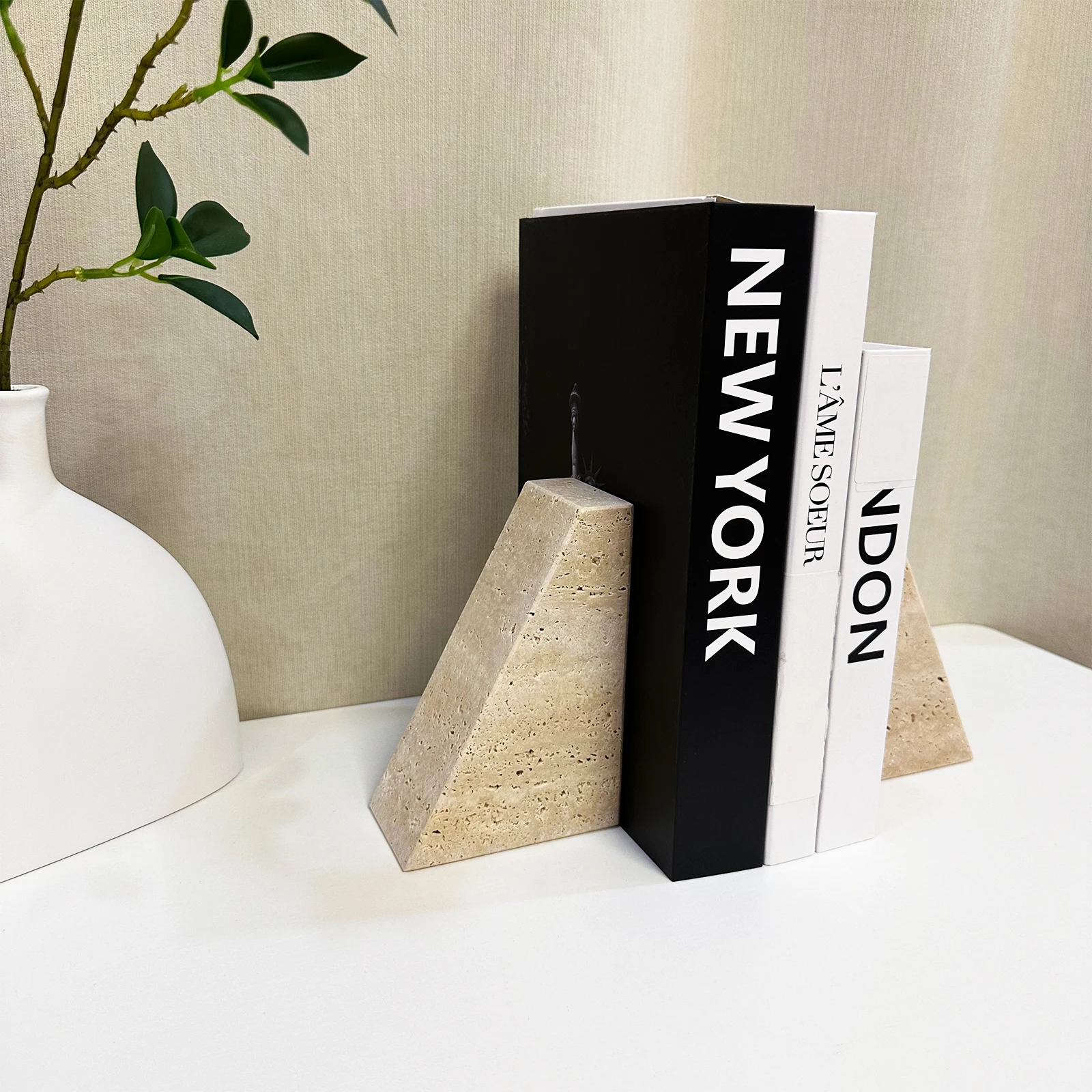1 Piece Stylish Natural Marble Stone Bookends Modern Decorative Desk Accessories for Home  Living Room, Office & Bookshelf