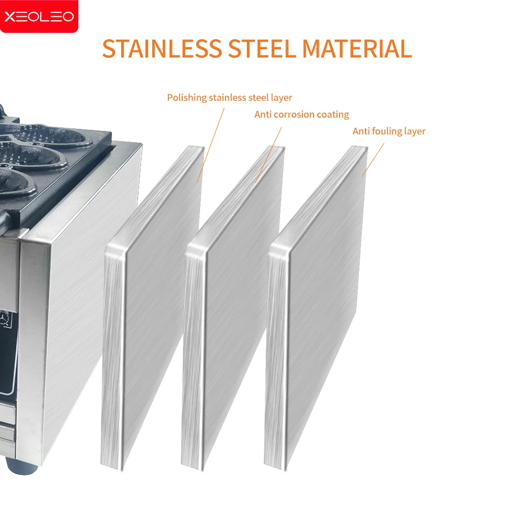 XEOLEO 타이야키 메이커 물고기 모양 와플 메이커 기계, 아이스크림 타이야키 메이커, 붙지 않는 코팅 전기 가스, 1400W, 3 개