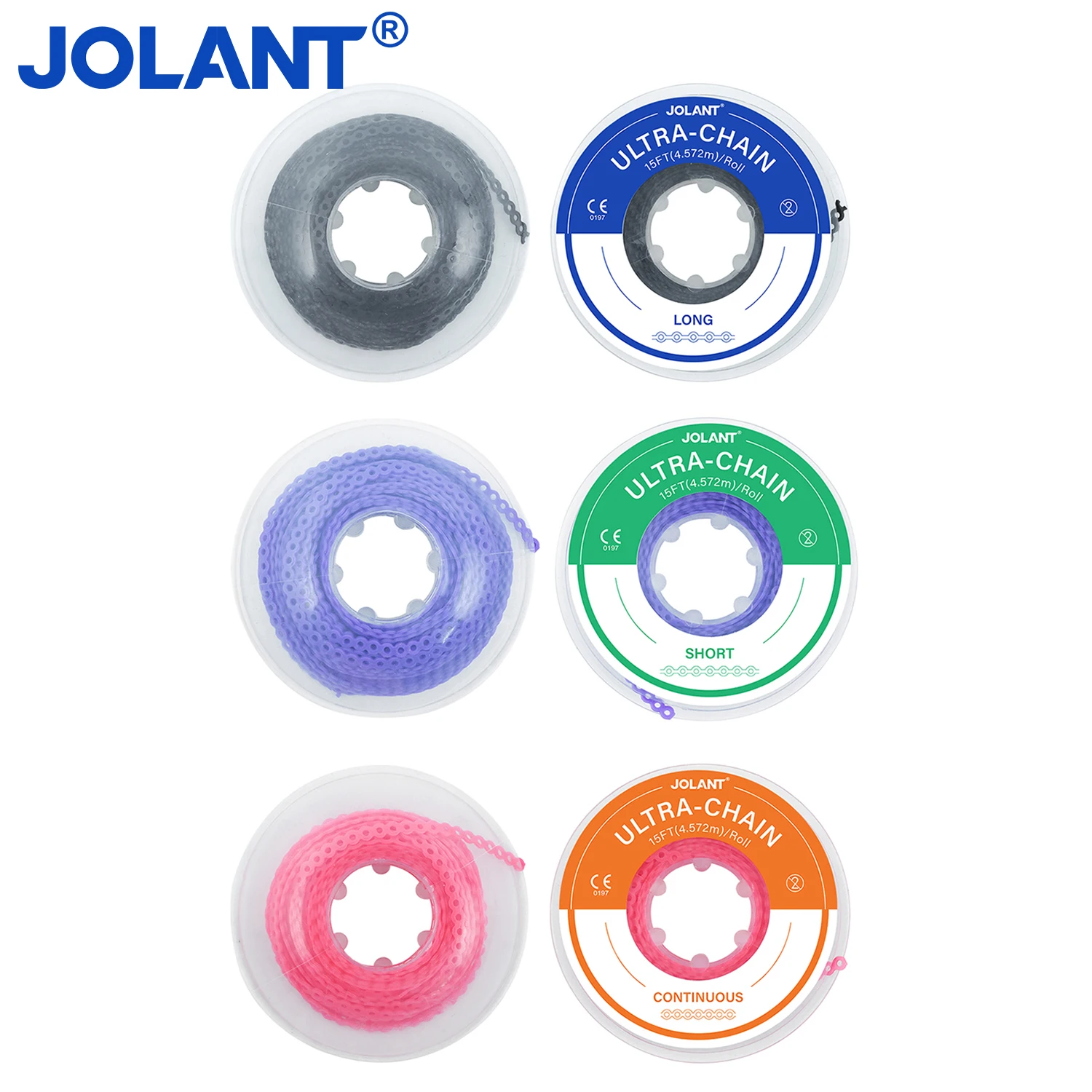 JOLANT 15 Feet/Roll Dental Orthodontic Elastic Ultra Power Chain Rubber Band Long/Short/Continuous Dental Orthodontic Material