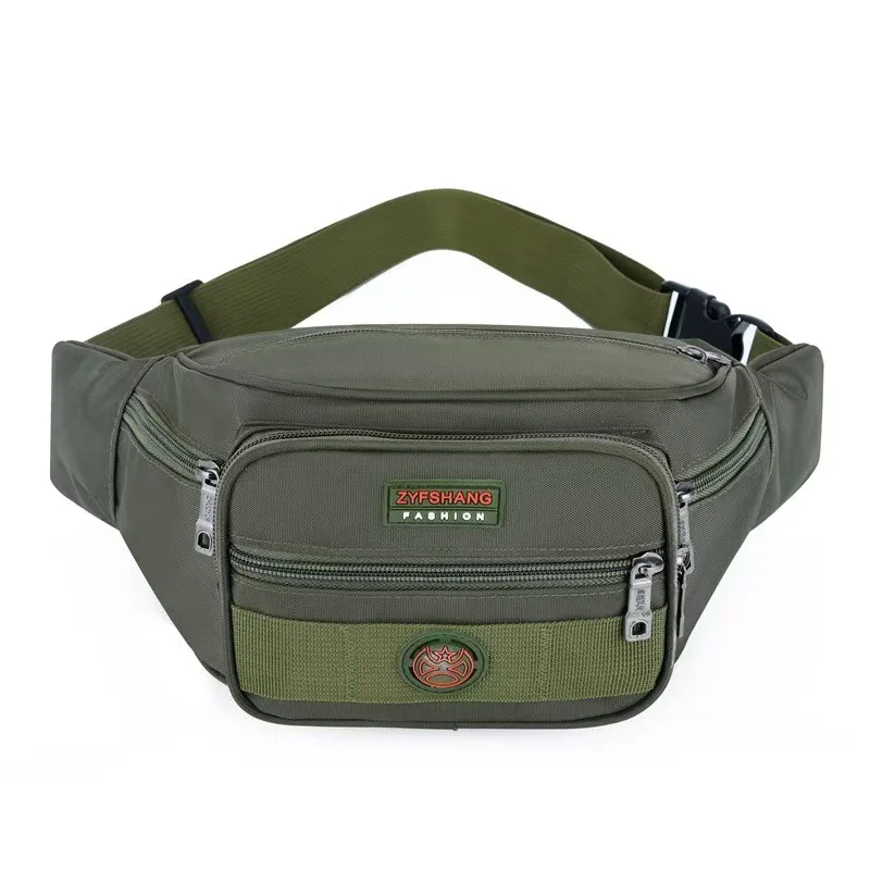 Pria dan wanita bersepeda lari dekat tas pinggang tahan aus kain Oxford tas dada gunung