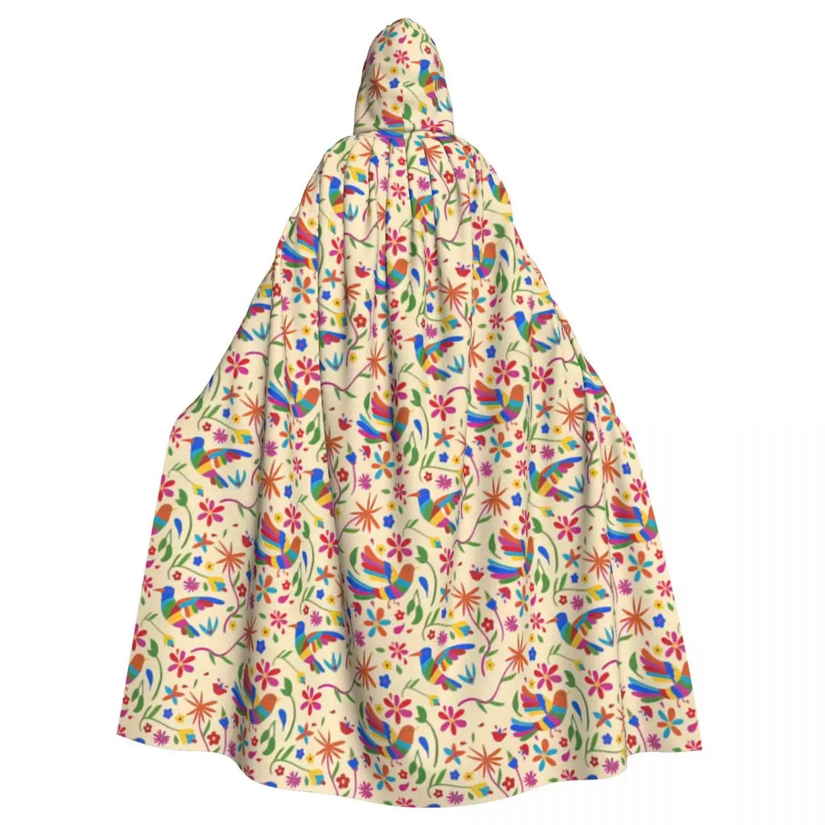 

Mexico Otomi Colourful Peacock Bird Pattern Hooded Cloak Halloween Party Cosplay Woman Men Adult Long Witchcraft Robe Hood