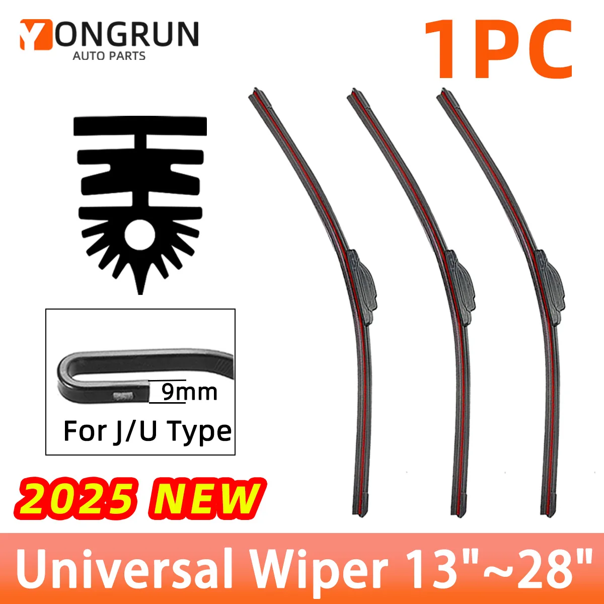 YONGRUN 1 Stück Wischerblatt 11-Schicht-Gummistreifen 13"14"15"16"17"18"19"20"21"22"24"26"28" für J/U-förmige Auto-Windschutzscheiben Geeigneter Scheibenwischer