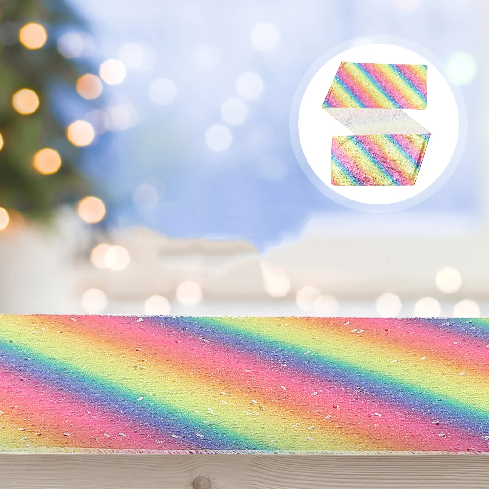 

Table Runner with Rainbow Sequin Design Suitable for Round Rectangular Tables Party Wedding Birthday Home Decor