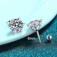 0.3-2CT Moissanite Earrings 925 Sterling Silver Round Cut Stud Earrings Piercing Earrings for Men and Women Fine Jewelry - Image 2