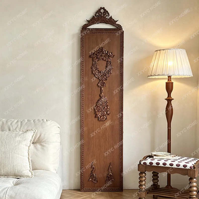 Solid Wood Full Length Mirror Vintage Antique Style Folding Wall Mounted Mirror for Small Apartment