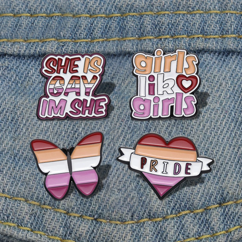 

Lesbians Enamel Pins Custom Girls Live Girls Brooches Lapel Badges She Is Gay Jewelry Gift for Loves Friends