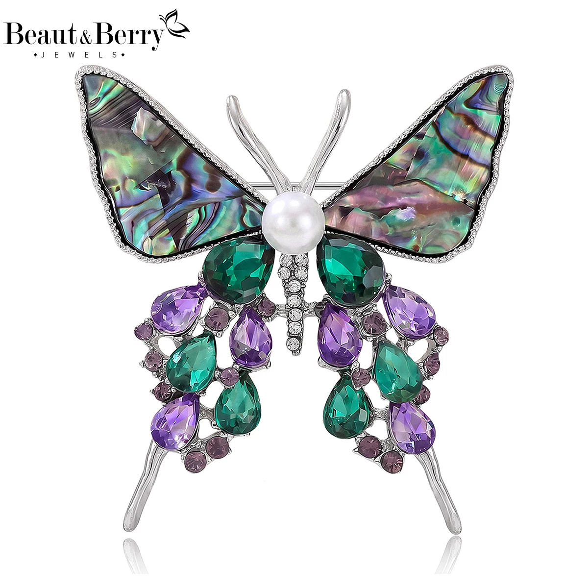 

Beaut&Berry Luxury Abalone Shell Butterfly Brooches for Women Unisex Insect Pins Casual Party Jewelry Accessories Gifts