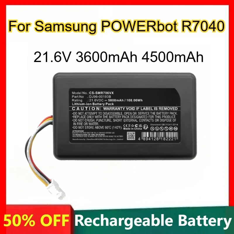 

21.6V 3600mAh 4500mAh Lithium-ion Battery for Samsung POWERbot R7040 Vacuum Cleaner Rechargeable Batteries