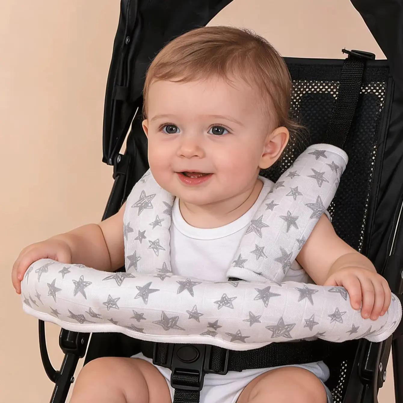 3Pcs Baby Stroller Front Armrest Cover, Cute Print Soft & Comfortable, Stroller Accessories