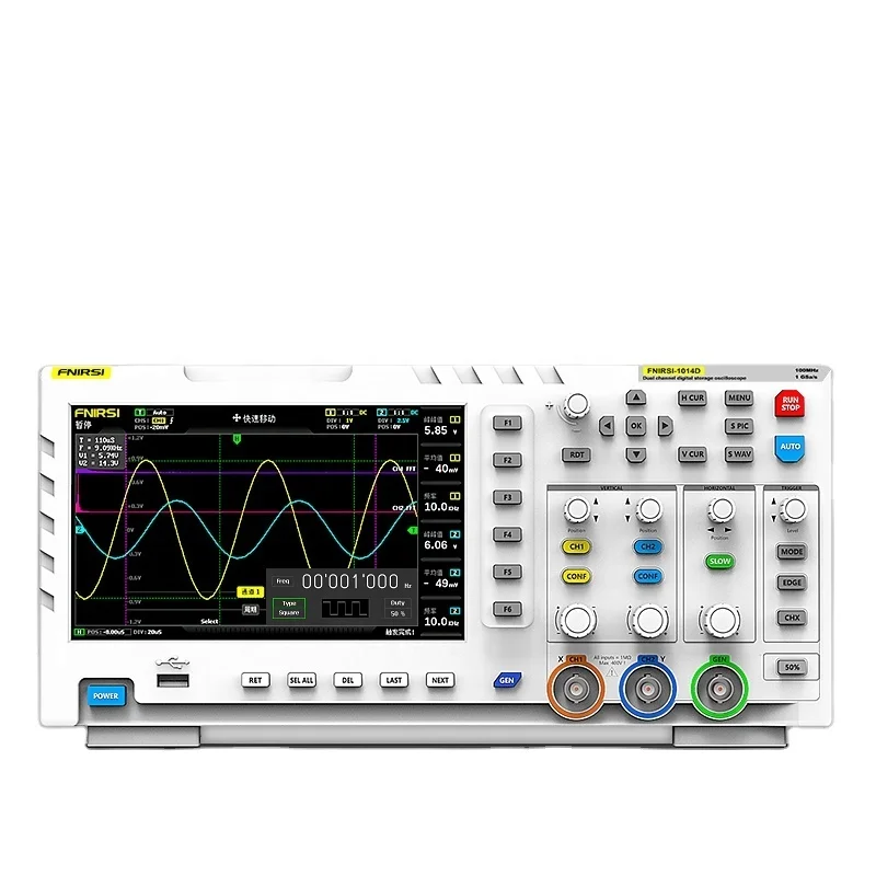 NEW FNIRSI 1014D Digital Oscilloscope 100MHz 2Channels 1GSa/s Real Time sample rate USB host and device connectivity 7 Inch