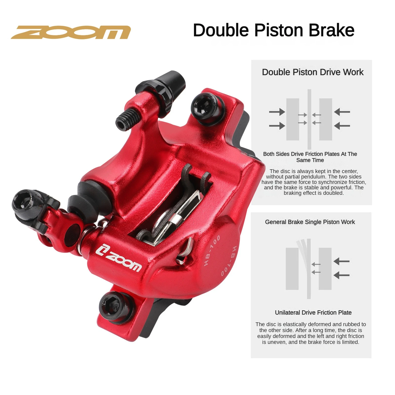 ZOOM HB100 Caliper Mountain Bike Hydraulic Brake Folding Wire Pull Hydraulic Disc Brake Clamper Bike Accessories