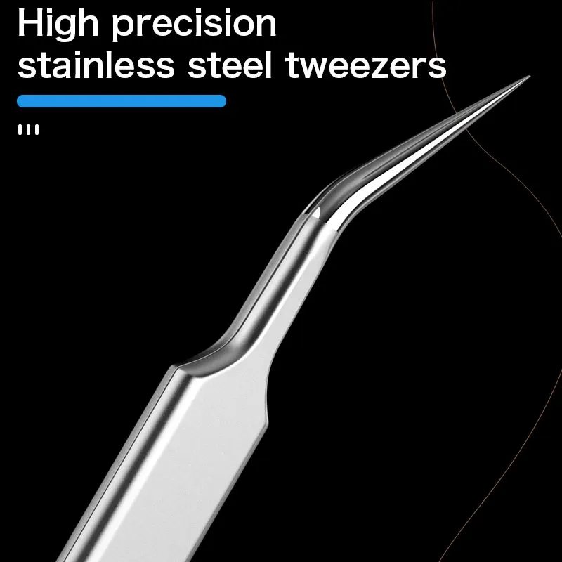 Stainless Steel Curved Pointed Tweezers, Anti-static, Extended Clip, Thickened And Anti Slip Electronic Phone Repair Tool