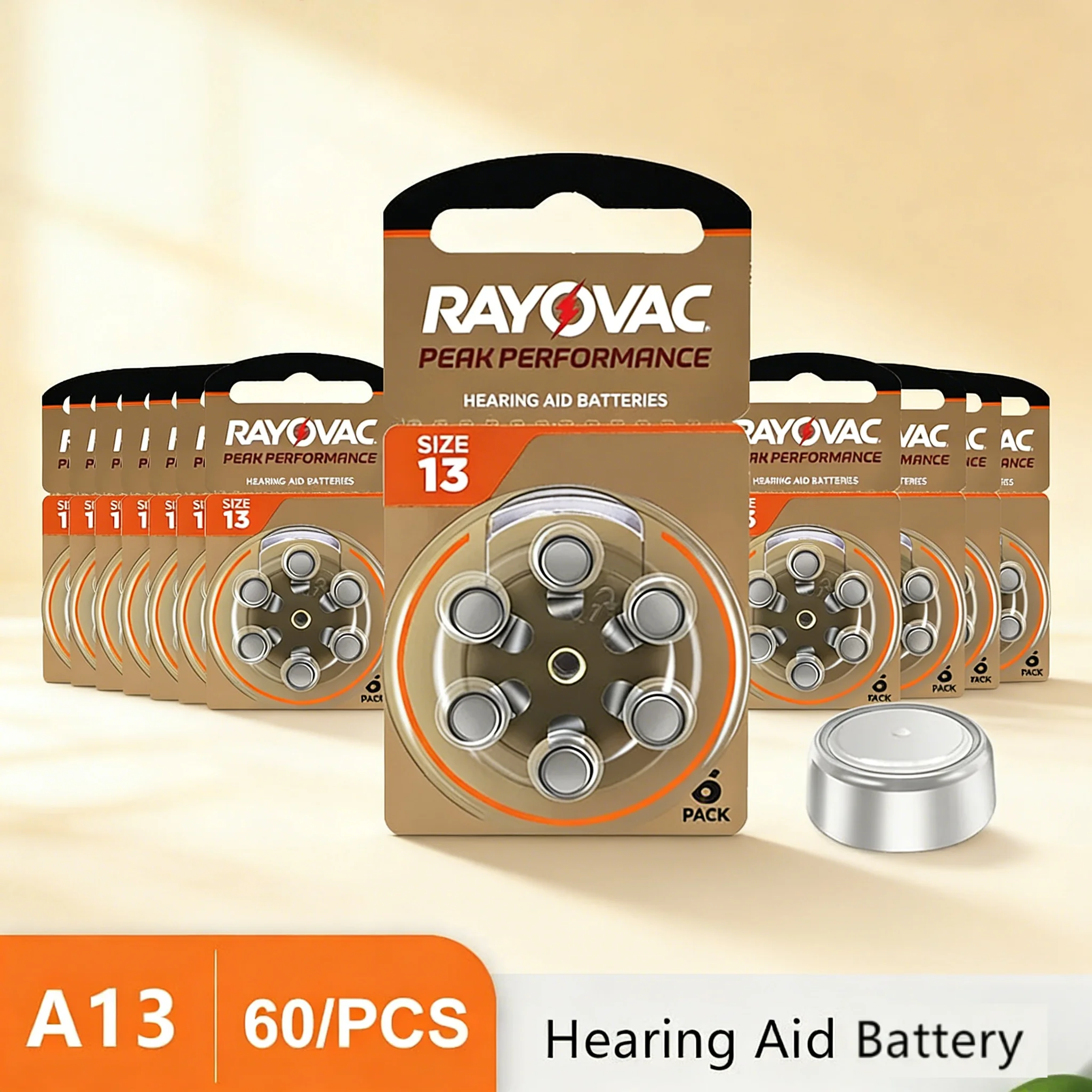 Pilas para audífonos, 60 unidades, 10 tarjetas, zinc-aire, 1.45V, Rayovac Peak A13 13A 13 P13 PR48, pilas para audífonos.