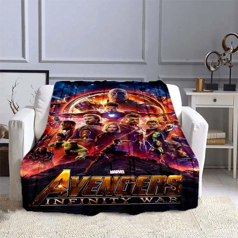 

10 Sizes Marvel The Avengers Pattern Blanket Warm Soft Fluffy Kids and Adult Sofa Bed Throw Blanket Outdoor Travel Camping Sheet