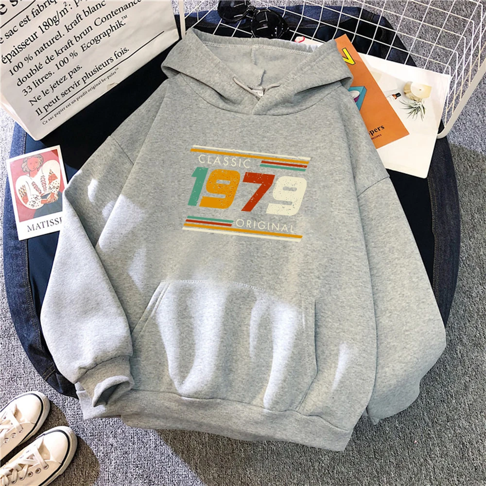 

Classic 1979 Colorful Letter Design Hoodies Women Pocket Autumn Hoody Fashion Fleece Streetwear Warm Unisex Hip Hop Clothing